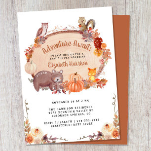 Invitation Baby shower d'automne des animaux des bois