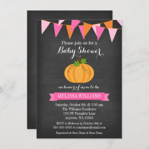Invitation Baby shower d'automne des Citrouilles de Chalkboar