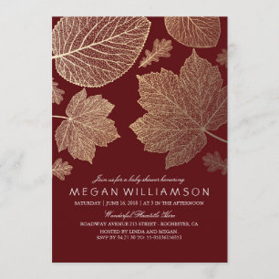 Invitation Baby shower d'automne des Feuilles de Bourgogne et
