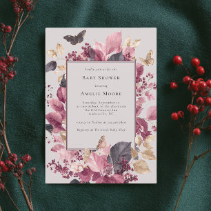 Invitation Baby shower d'automne des papillons d'Eucalyptus v