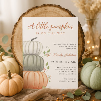 Invitation Baby shower d'automne des petits Citrouilles Neutr