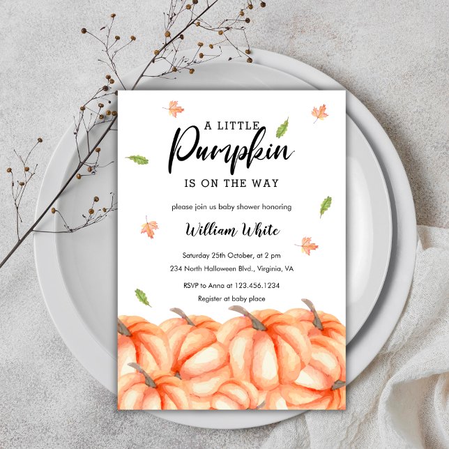 Invitation Baby shower d'automne du petit Citrouille Hallowee (Little Pumpkin Halloween Fall Baby Shower Invitation)