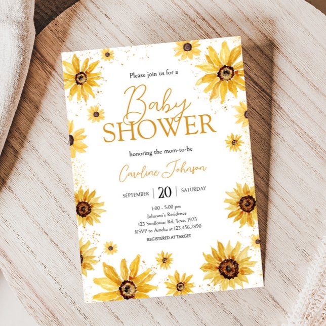 Invitation Baby shower d'automne du tournesol (Sunflower Baby Shower Invitation)
