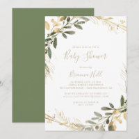 Baby shower d'automne géométrique Gold Green