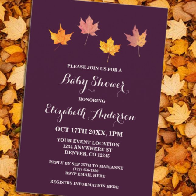 Invitation Baby shower d'automne Maple Feuille (Créateur téléchargé)