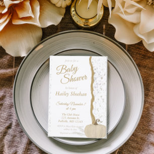 Invitation Baby shower d'automne minimaliste pour Citrouille 