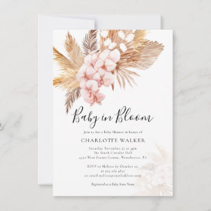 Invitation Baby shower d'automne Pampas Grass rose Floral