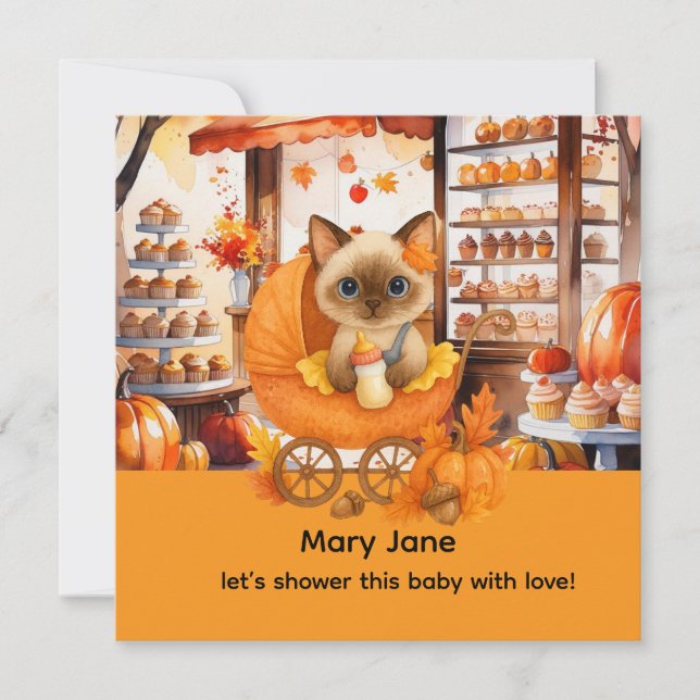Invitation Baby shower d'automne pour Amoureux de les chats (Devant)