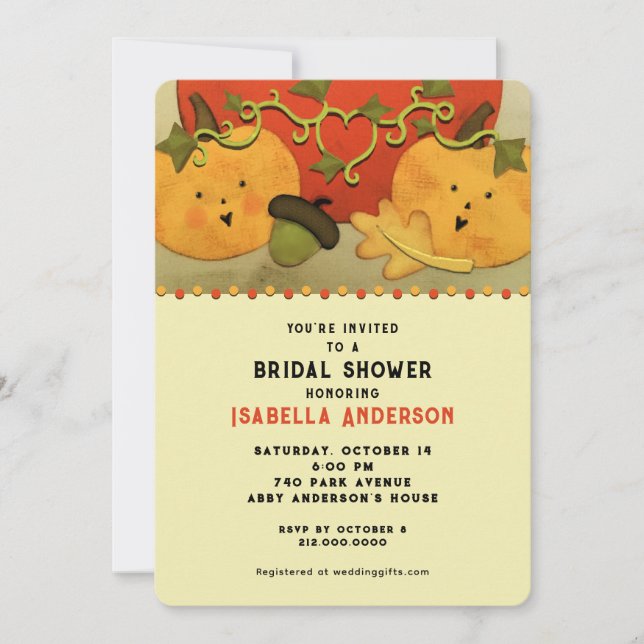 Invitation Baby Shower d'Automne pour la Mariée (Devant)