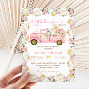 Invitation Baby shower d'automne rose Little Citro