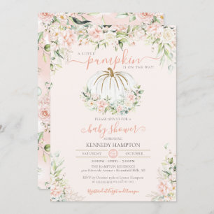 Invitation Baby shower d'automne rose pâle petit Citrouille