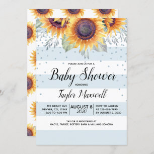 Invitation baby shower d'automne rustique de Sunflower stripe