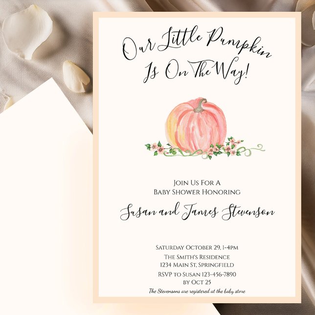 Invitation Baby Shower d'Automne Thème Petite Citrouille (Créateur téléchargé)