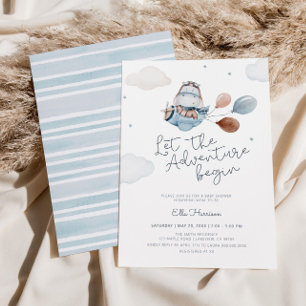 Invitation Baby shower d'aventure avion vintage