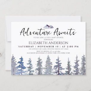 Invitation Baby shower d'aventure des arbres d'hiver rustique