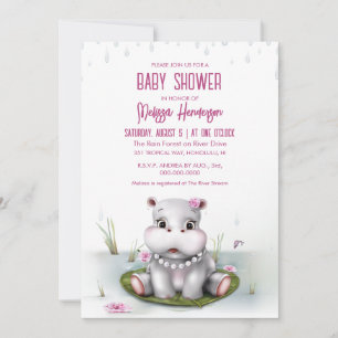 Invitation Baby shower d'aventure Hippo River