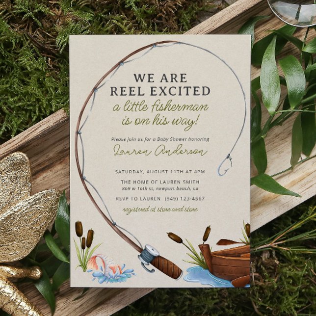 Invitation Baby shower d'aventure Little Fisherman Watercolor (Créateur téléchargé)