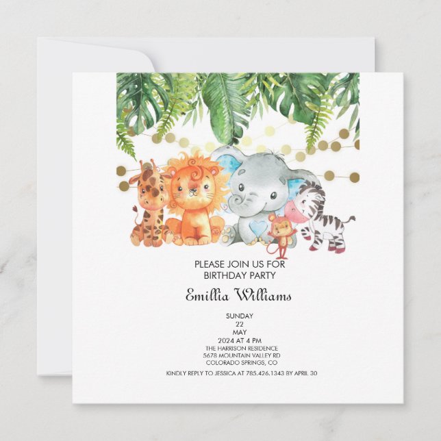 Invitation Baby shower d'aventure pour les animaux des bois (Devant)