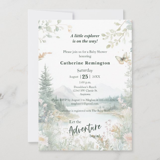 Invitation Baby shower d'aventure rustique (Devant)