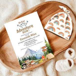 Invitation Baby shower d'aventure Rustique Woodland Animaux