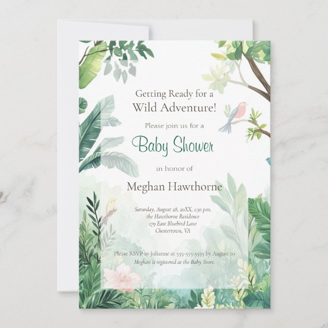 Invitation Baby shower d'aventure sauvage Jungle Path (Devant)