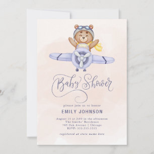 Invitation Baby shower d'avion aquarelle