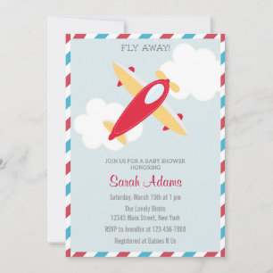 Invitation Baby shower d'avion Blue Red