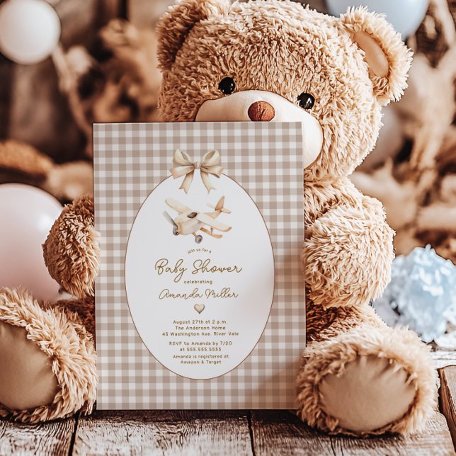 Invitation Baby shower d'avion Boho (Créateur téléchargé)