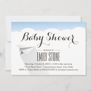 Invitation Baby shower d'avion en papier volant simple
