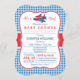 Invitation Baby shower d'avion mignonne