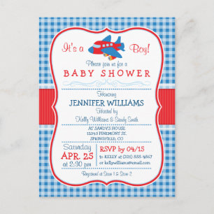 Invitation Baby shower d'avion mignonne