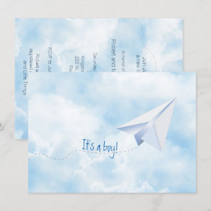 Invitation Baby shower d'avion papier