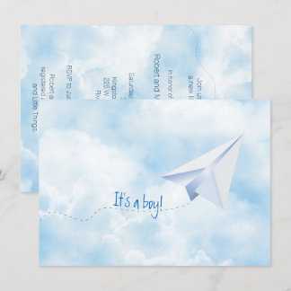 Invitation Baby shower d'avion papier