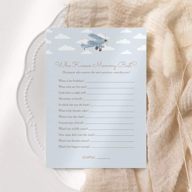 Invitation Baby shower d'avion qui connaît maman le meilleur  (Créateur téléchargé)