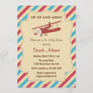 Invitation Baby shower d'avion rouge et bleu