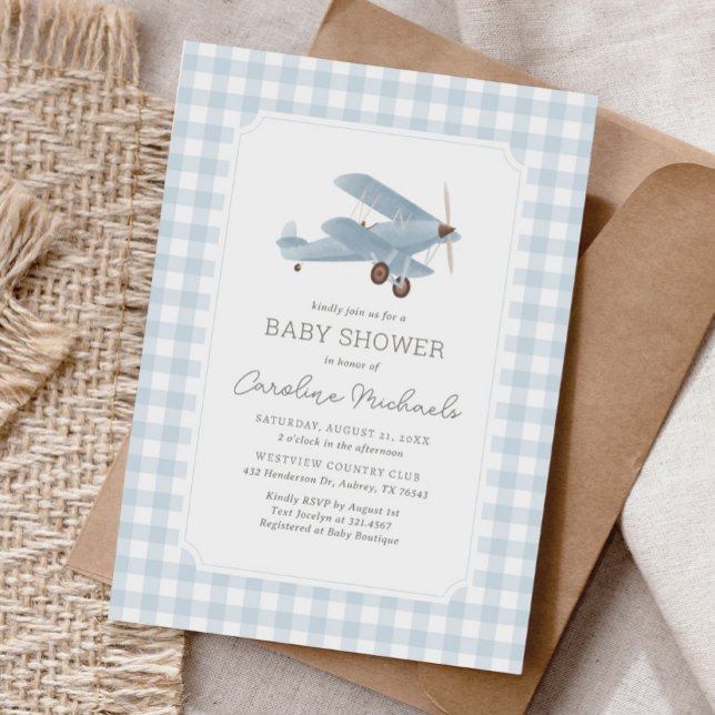 Invitation Baby shower d'avion Vintage voyage (Créateur téléchargé)
