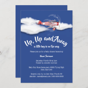 Invitation baby shower d'avion voyageant avec les garçons ble
