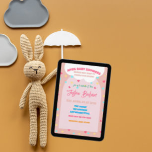 Invitation Baby-Shower d'avril Bébé câlin de mai Pluie de cœu