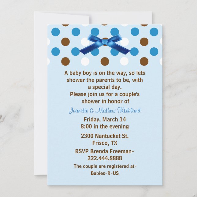 Invitation Baby shower de Baby Boy Couple (Devant)