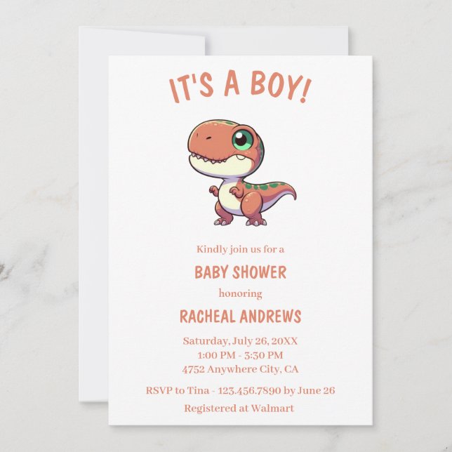 Invitation Baby shower de Baby shower Dinosaur (Devant)