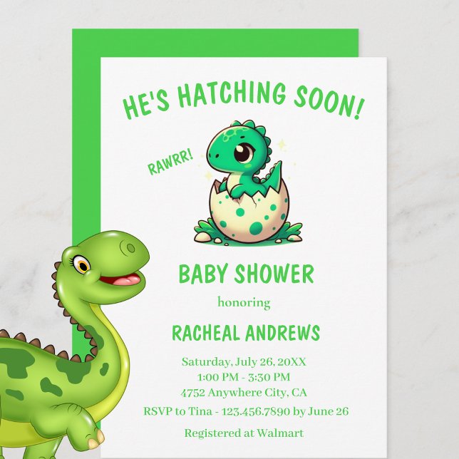 Invitation Baby shower de Baby shower Dinosaur (Dinosaur Baby Shower Baby Boy invitations)