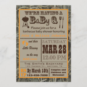 Invitation Baby shower de BabyQ de barbecue de Camo