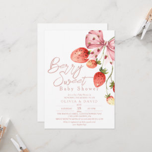 Invitation Baby shower de baies sucrées minimaux Fraise Invit