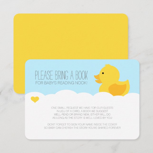 Invitation Baby shower de bain à bulle en caoutchouc jaune (Devant / Derrière)