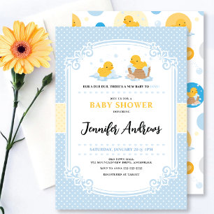 Invitation Baby shower de bain à bulles jaunes