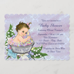 Invitation Baby shower de bain bleu pourpre et Turquoise pour