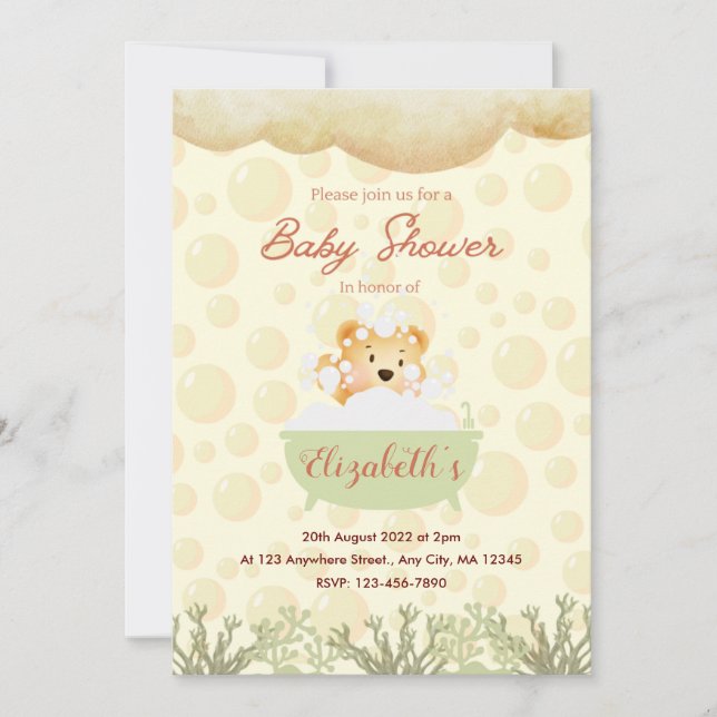 Invitation Baby shower de bain bulle (Devant)