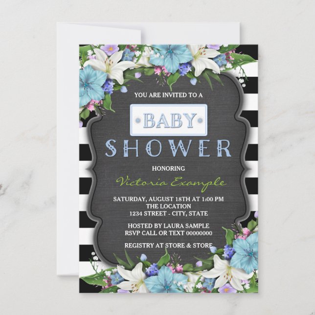 Invitation Baby shower de balaie pour garçons de taille moder (Devant)