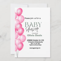 Invitation Baby shower de balais rose