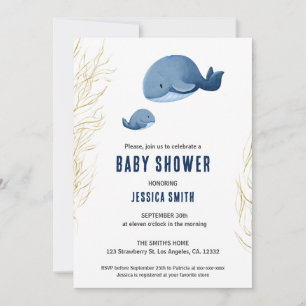 Invitation Baby shower de baleine bleue